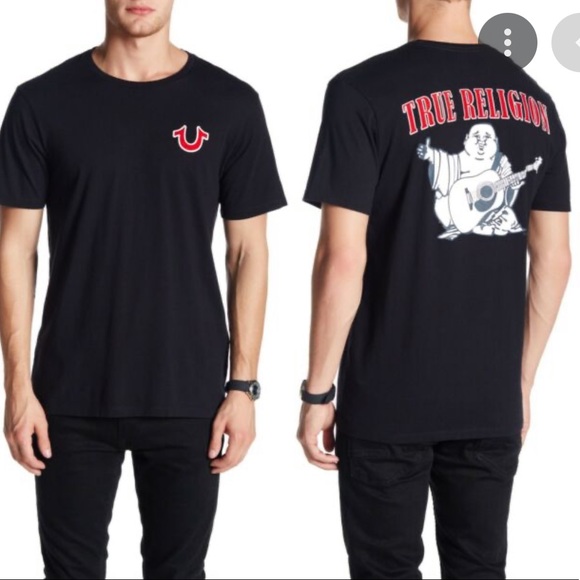 True Religion Men's Buddha Logo Print Tee T-Shirt in Black Size M - Picture 1 of 6